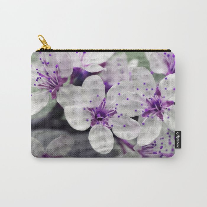 Modern blossom white violet green ombre floral Carry-All Pouch