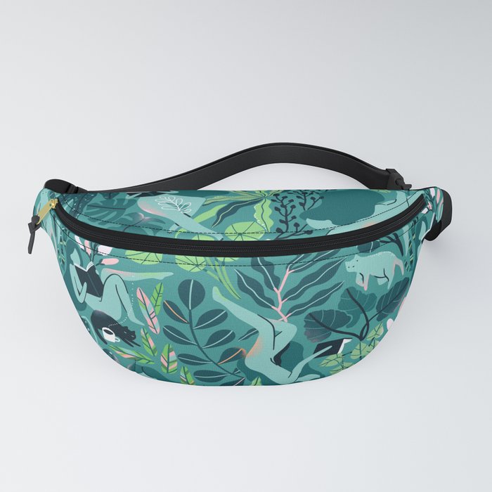 Reading girls among the plants with cats Fanny Pack