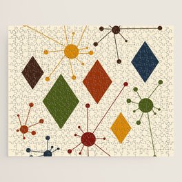 Diamonds retro mid century shapes 4 Jigsaw Puzzle