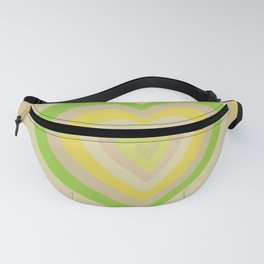 Retro Groovy Love Hearts - lime green yellow beige Fanny Pack
