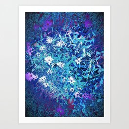 electric blue floral Art Print