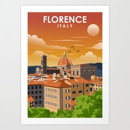 Florence Italy Tuscany Vintage Minimal Travel Poster Art Print