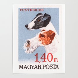 1967 HUNGARY Fox Terrier Postage Stamp Poster