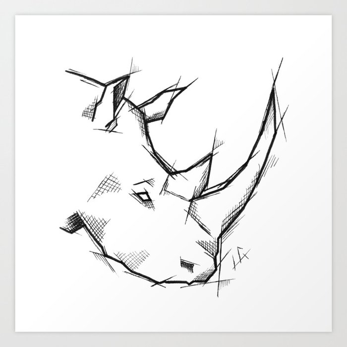 Rhino Handmade Drawing Made In Pencil And Ink Tattoo Sketch