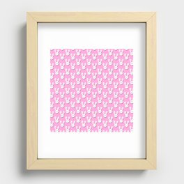 Adorable Bunny Pink Background Pattern Recessed Framed Print