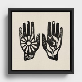 Magic Hands | Digital Blockprint | Reiki Spiritual Healing Etnic Art Print Framed Canvas