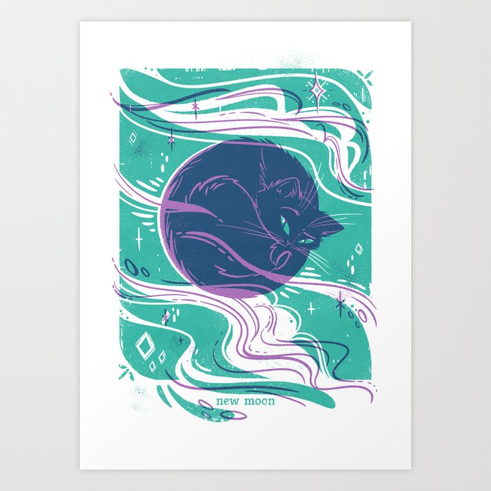 Lunar Meow: New Moon Art Print