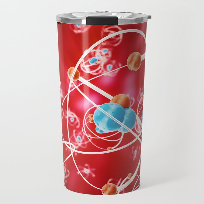 Abstract atom background, Chemistry model of molecule Travel Mug