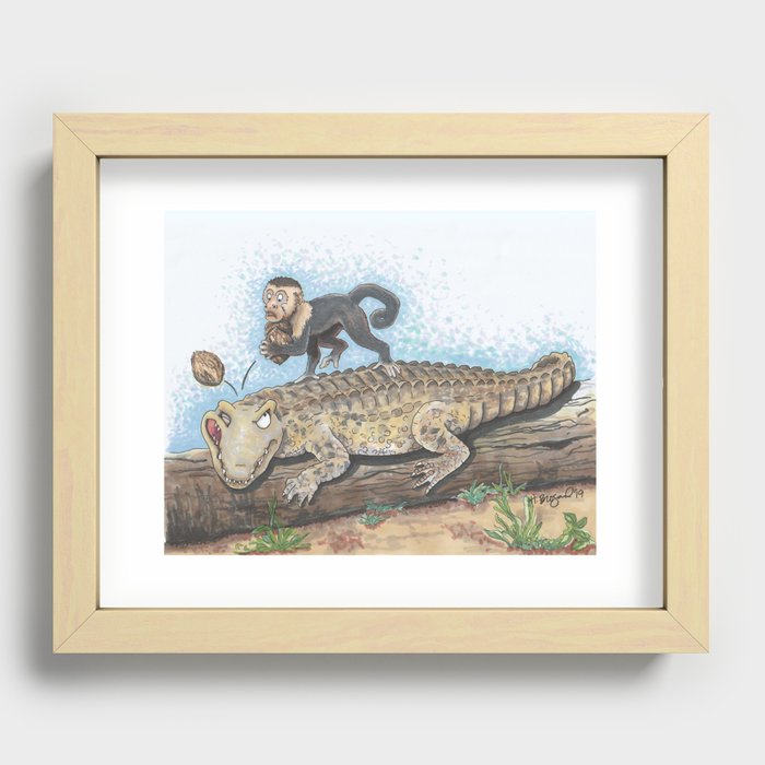 Mistaken Identity - Monkey and Crocodile Recessed Framed Print