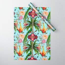 Tropical,vintage,exotic,summer,birds,hummingbird,flowers,baroque  Wrapping Paper