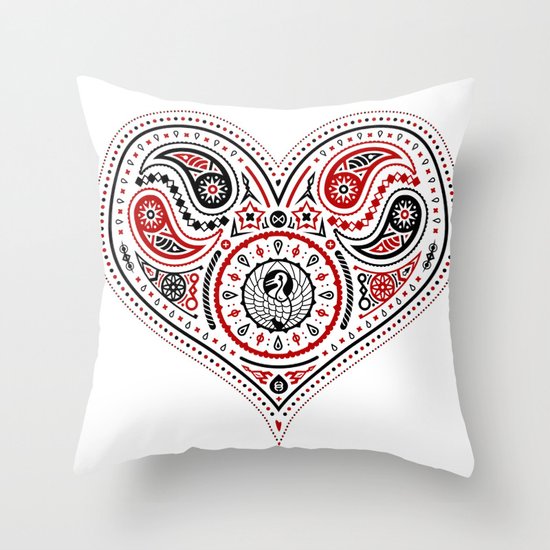 83 Drops - Hearts (Red & Black) Throw Pillow