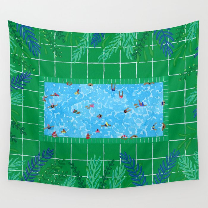 Greentile pool Wall Tapestry