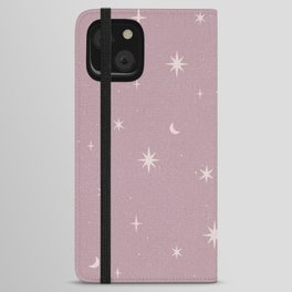 Starry night pattern Burnished Lilac iPhone Wallet Case