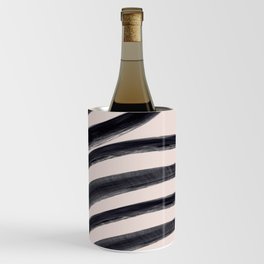 Modern Brushstroke Lines in Black and White Wine Chiller