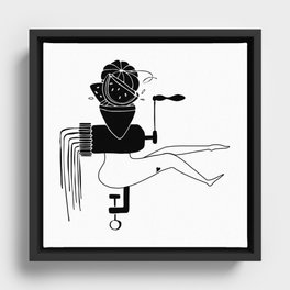 Meat grinder, Woman, Watermelon Framed Canvas