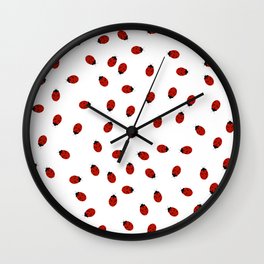 Ladybirds on clear background Wall Clock