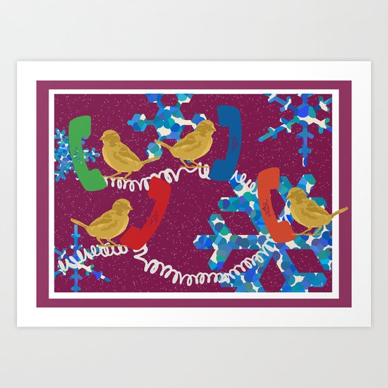 Four Calling Birds - 12 Days of Christmas Series Art Print