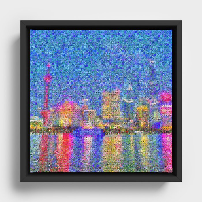 Shanghai Skyline in Bloom Framed Canvas