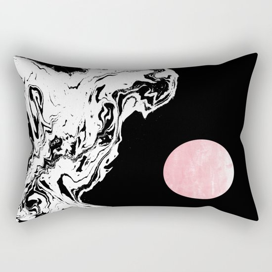 Downing - ocean sunset eclipse stars planets galaxy space abstract art swirl waves surf pink black Rectangular Pillow