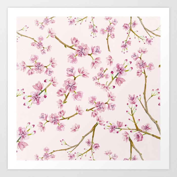 Spring Flowers Pink Cherry Blossom Pattern Art Print By Betterhome Society6 From anywhere in the world. spring flowers pink cherry blossom pattern art print by betterhome