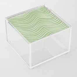Sage Green Minimal Wave Lines Acrylic Box
