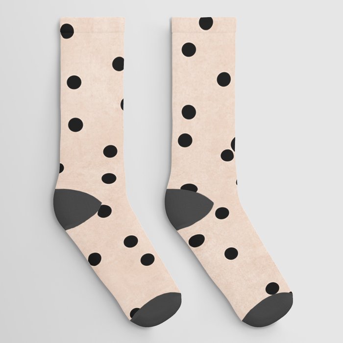 Watercolor Blush Pink And Black Polka Dot Retro Pattern Baby Pink Polka Dot Background Socks