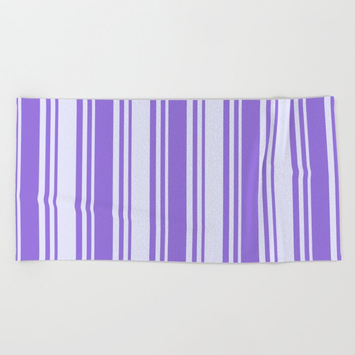 Purple and Lavender Colored Striped Pattern Beach Towel