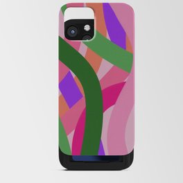 Colorful Retro 70's Abstract Pink Coral Green Stripes iPhone Card Case