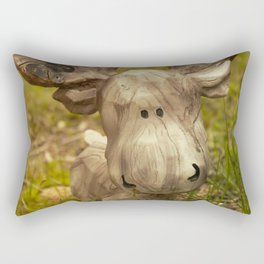 Moose Statue with Butterfly Rectangular Pillow
