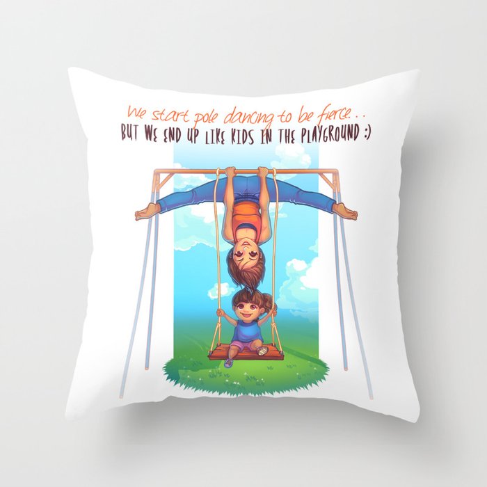 Pole Friends - Like Kids in the Playground Throw Pillow