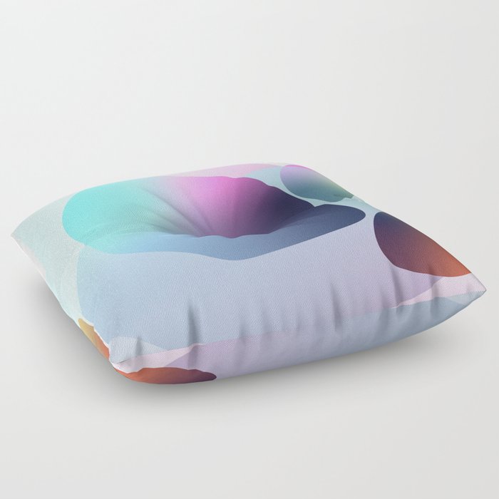 Bubble - Colorful Minimalistic Modern Art Design in Pink Dark Blue and Turquoise Floor Pillow