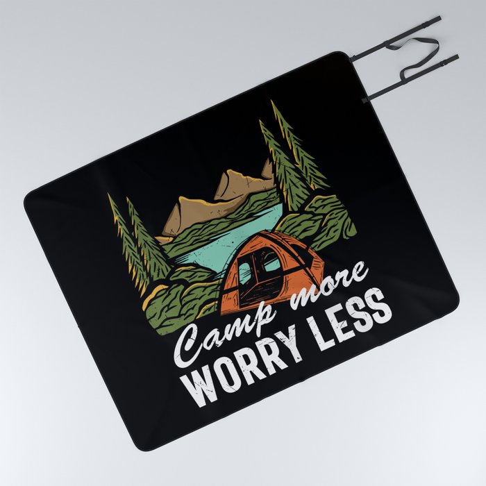 Camp More Worry Less Camping Funny Picnic Blanket