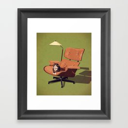 Cats on Chairs Deluxe Collection - Green Framed Art Print