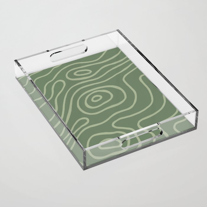 Topographic Map / Grayish Green Acrylic Tray