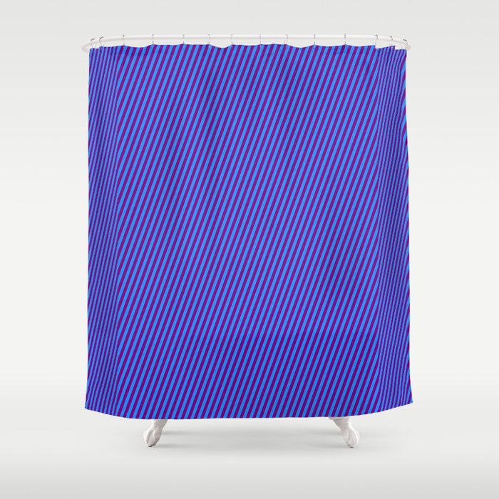 Purple & Blue Colored Striped/Lined Pattern Shower Curtain