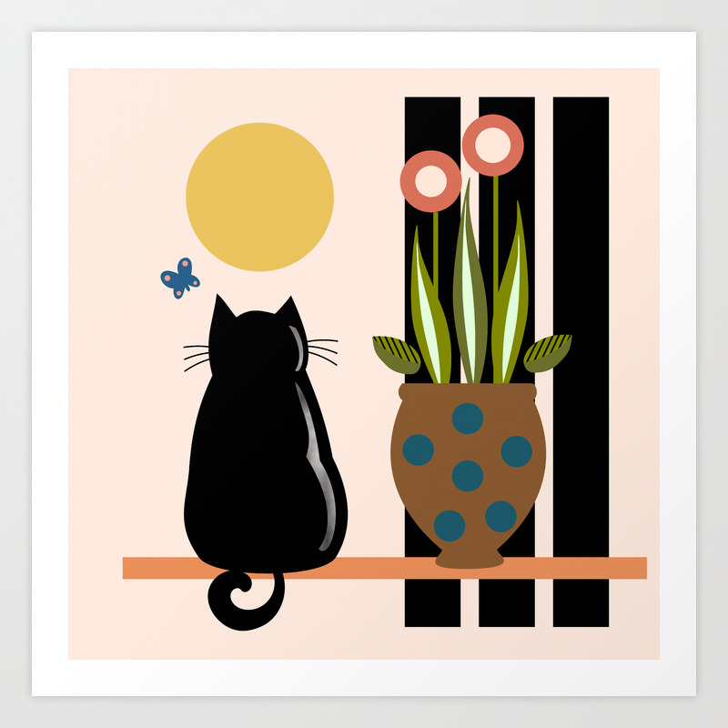 Cat On The Windowsill Art Print By Walstraasart Society6