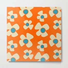 New Flower Daisy Orange Blue Metal Print