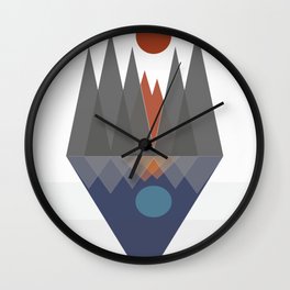An abstract mountain view with lake geometric design Wall Clock