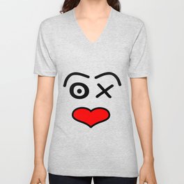 Love face heart V Neck T Shirt