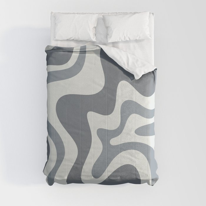 Liquid Swirl Abstract Pattern in Gray Monochrome  Comforter