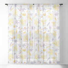 Frangipani (Yellow & White) Sheer Curtain