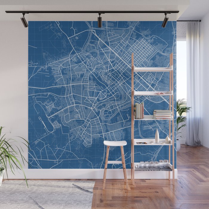 Baghdad City Map of Iraq - Blueprint Wall Mural