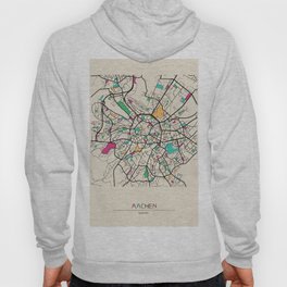 Colorful City Maps: Aachen, Germany Hoody