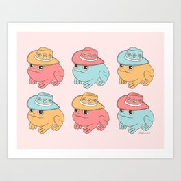 Cute Cowboy Frogs, Frog with Cowboy Hat Fun and Colorful Art Print