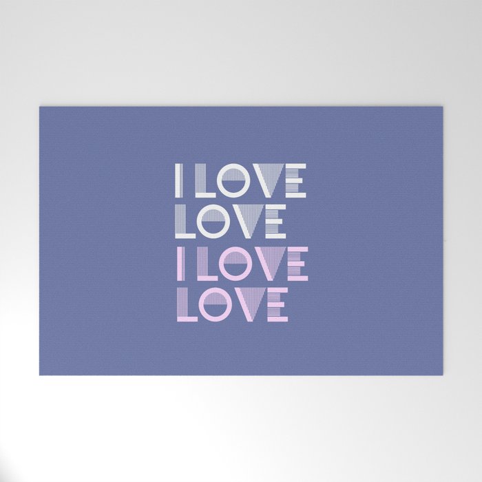 I Love Love - Periwinkle Blue pastel colors modern abstract illustration  Welcome Mat