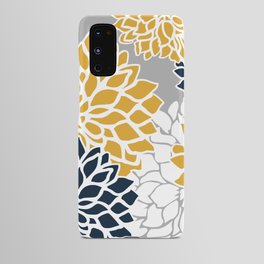 Flower Blooms, Yellow, Grey, Navy Android Case