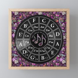 Circle of Fifths - Purple Floral Hearts Framed Mini Art Print