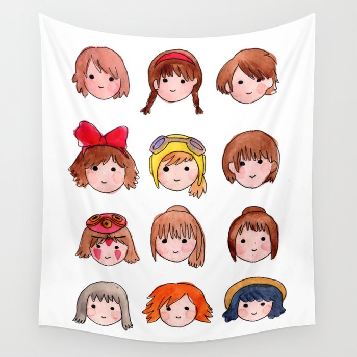 Studio Ghibli Girls Wall Tapestry By Sianbrierley Society6 The perfect anime movies ghibli + pokemon tshirt 11 styles. studio ghibli girls wall tapestry by sianbrierley