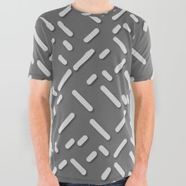 Grey Color Line Design All Over Graphic Tee