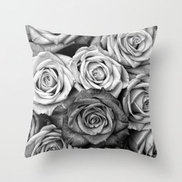 The Roses (Black and White) Throw Pillow